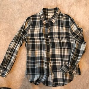 Madewell silk plaid blouse